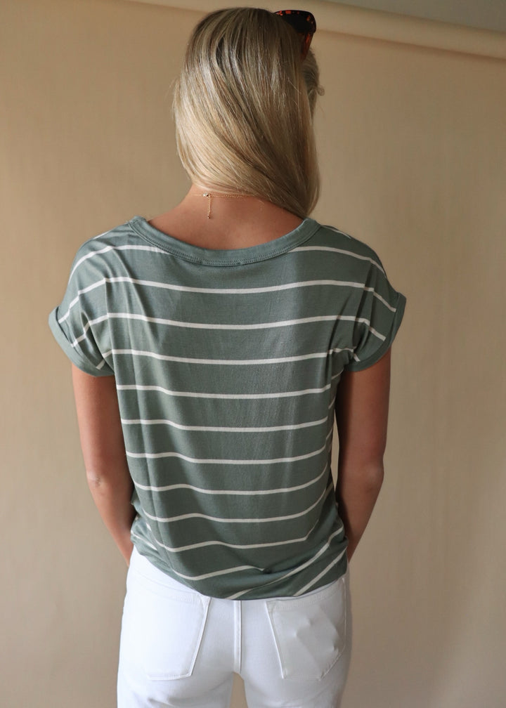Elodie Stripe V Neck Top