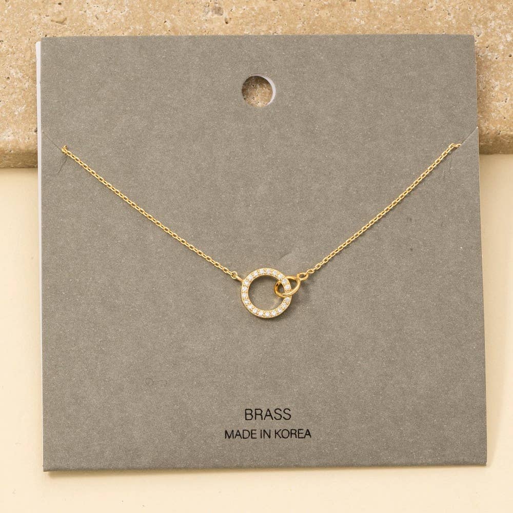 Pave Hoop Pendant Dainty Chain Necklace