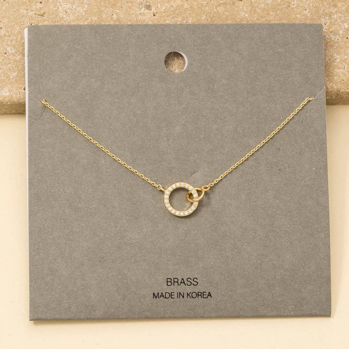 Pave Hoop Pendant Dainty Chain Necklace