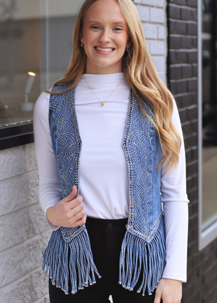 Desert Daze Fringe Denim Vest