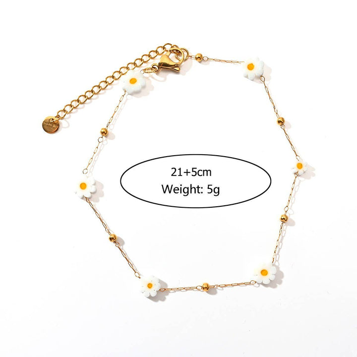 Stainless Steel Anklet with Colorful Stone Beads