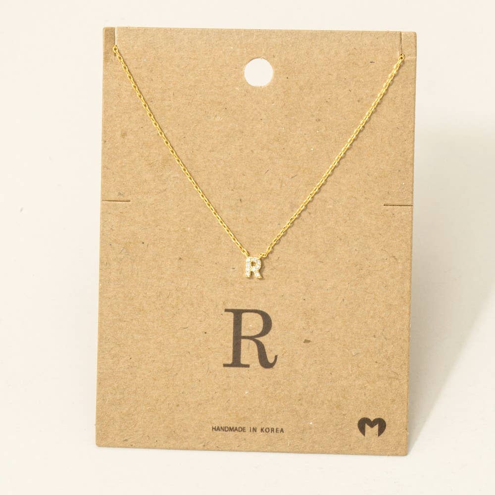 Mini Rhinestone Initial Necklace