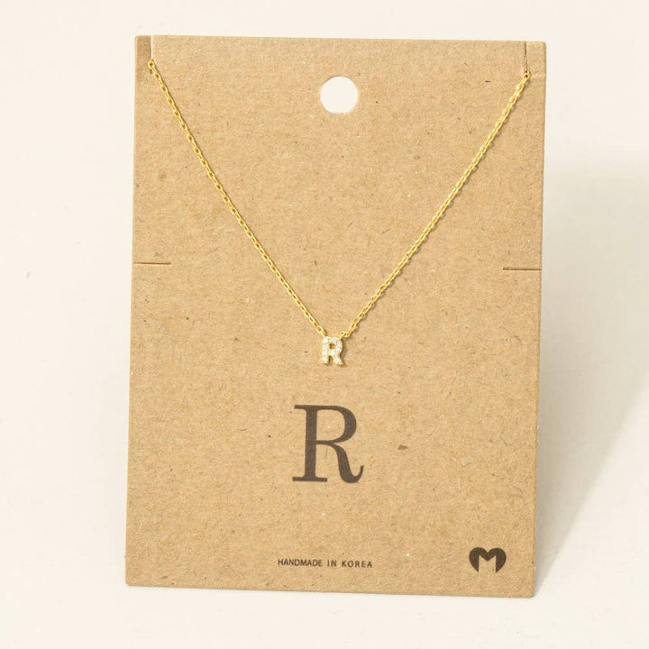 Mini Rhinestone Initial Necklace