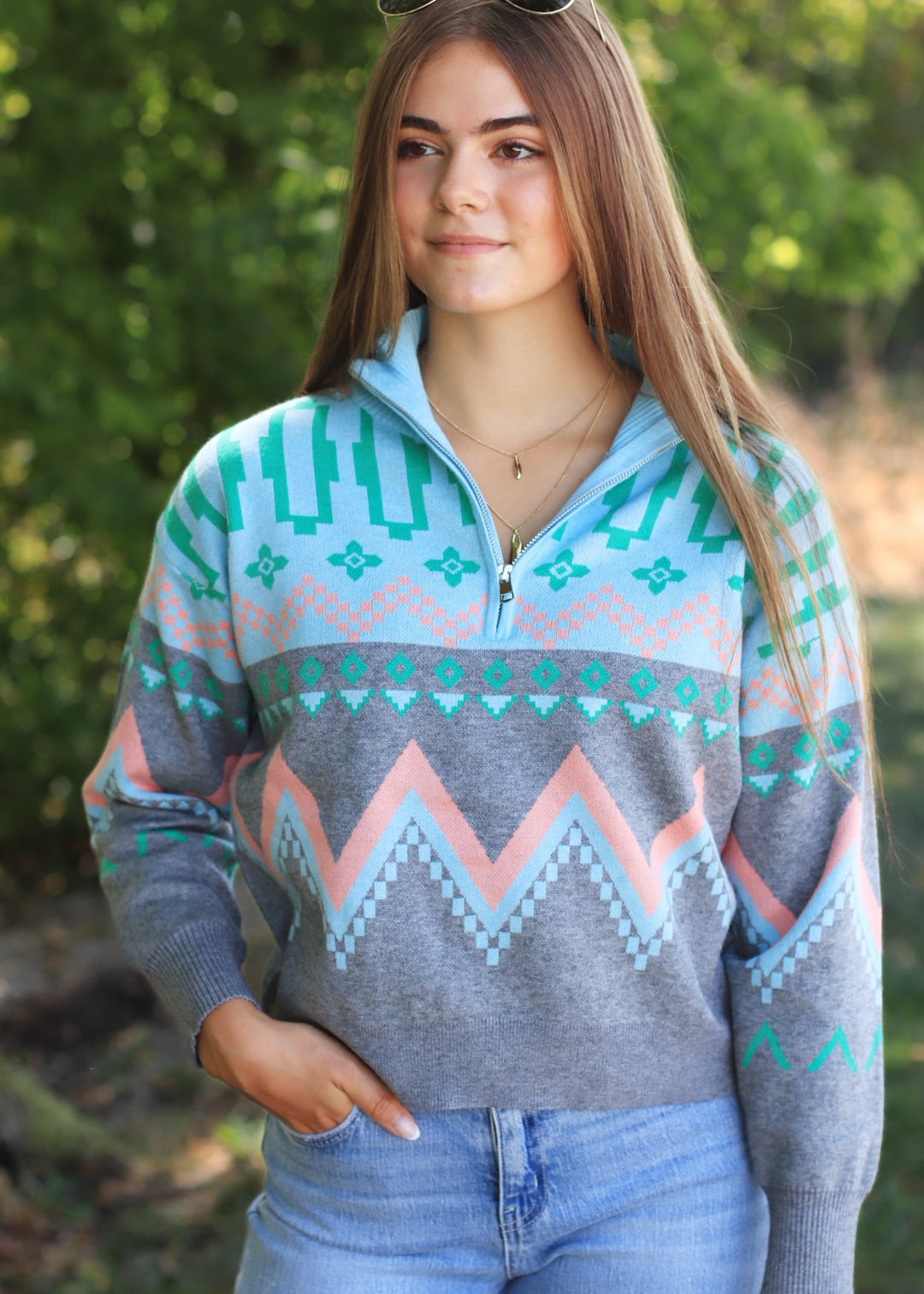 Haven Geometric Half-Zip Pullover