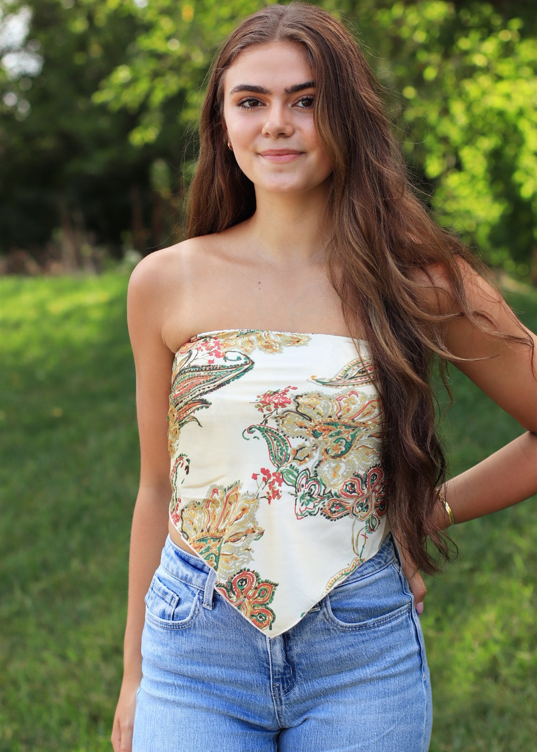 Paisly Satin Bandana Tube Top