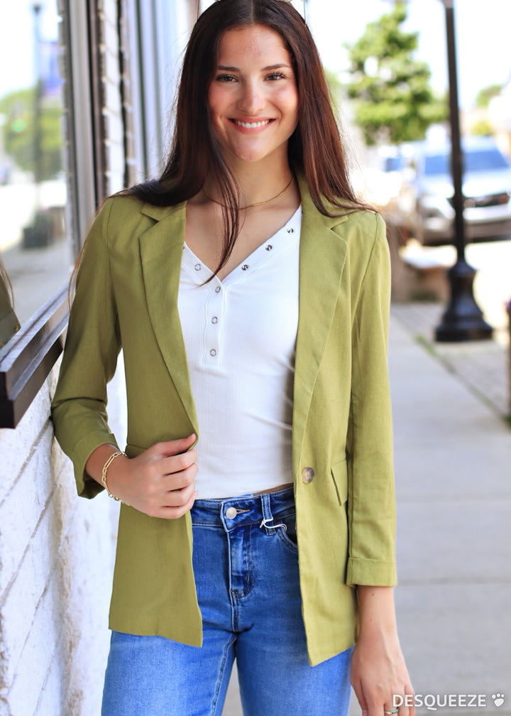 Restock Peacock 3/4 Cuff Collared Blazer