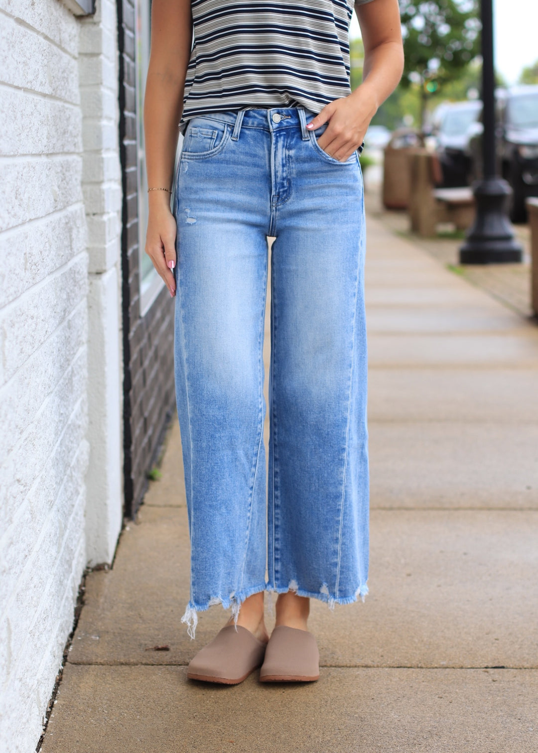 The Jaylen High Rise Crop Wide Leg Jeans