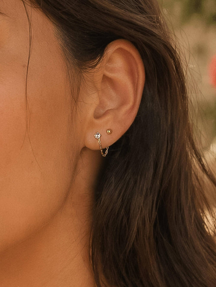 Nola 18K Gold Non-Tarnish CZ Chain Drop Earring(One Earring)