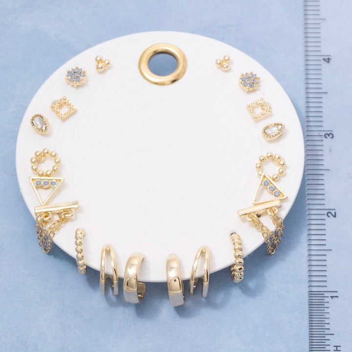 Assorted Crystal Stud And Hoop Earring Set