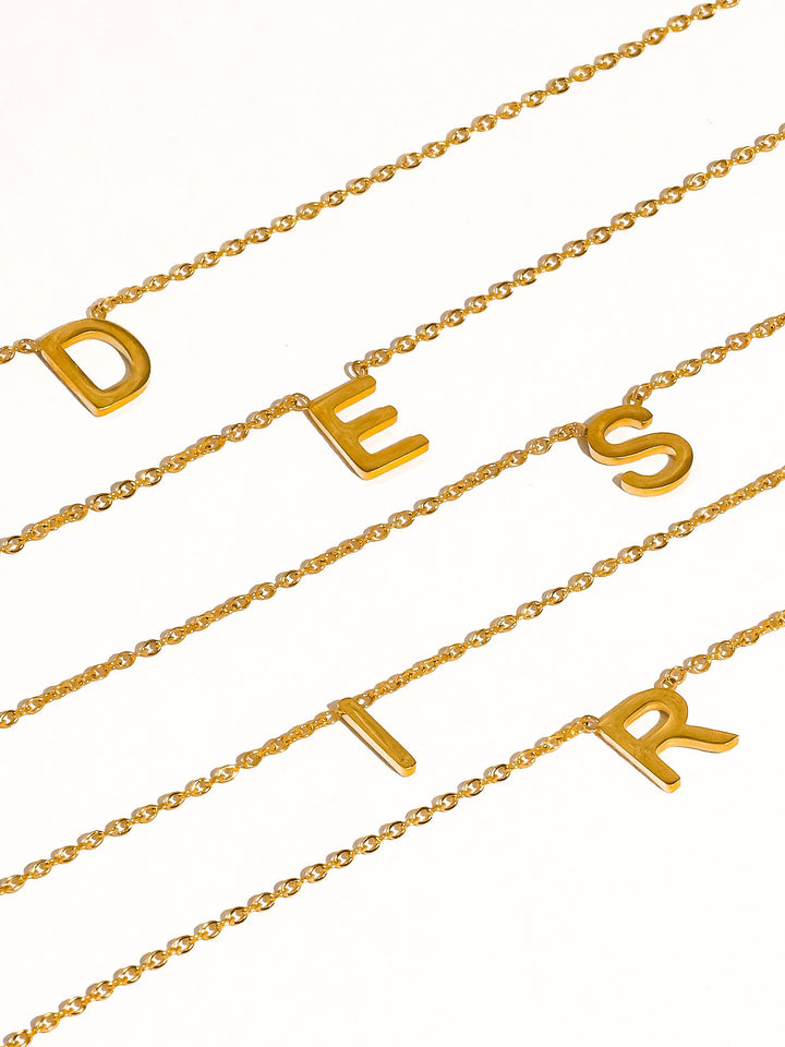 Desir 18K Gold Non-Tarnish Petite Classic Letter Necklace