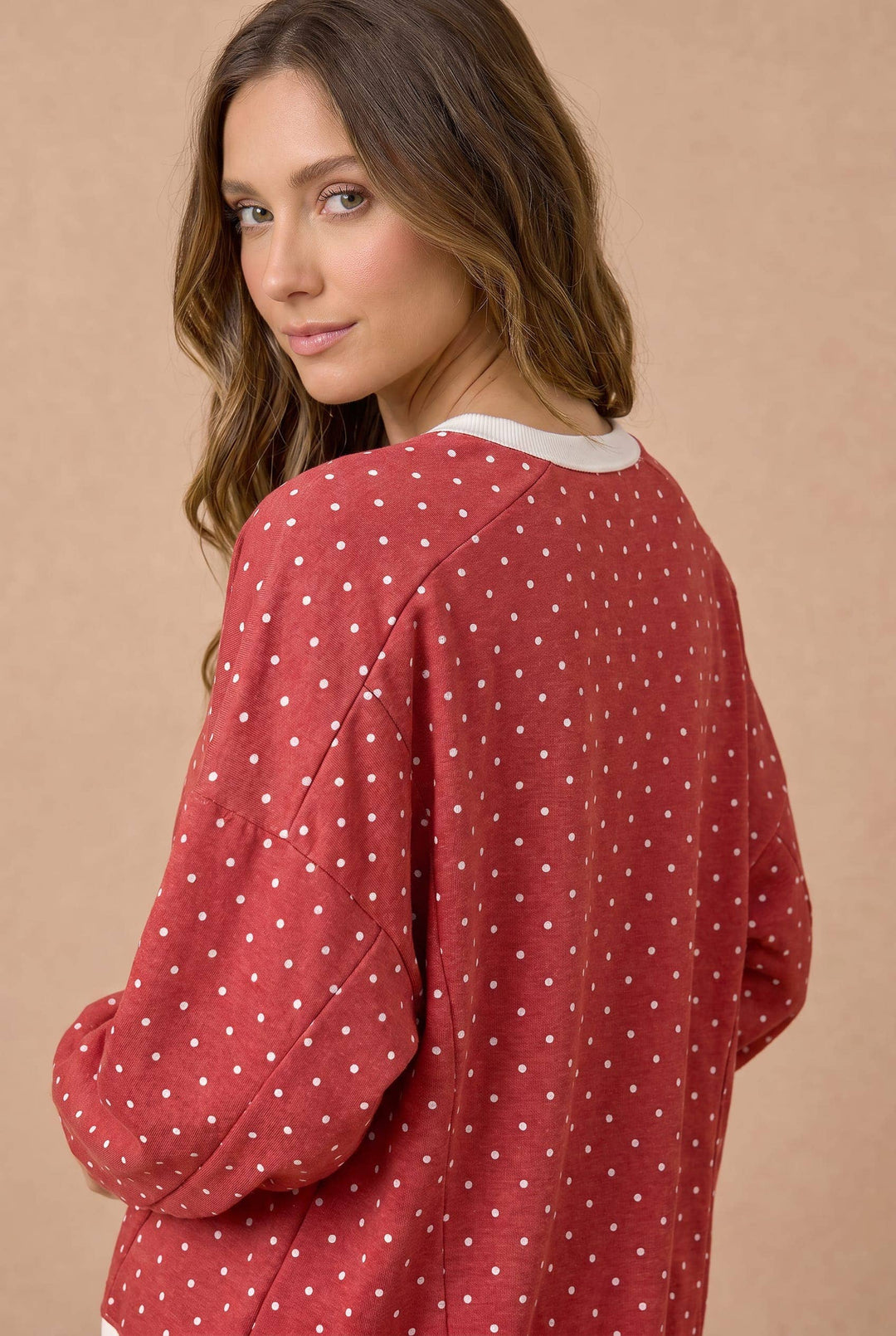 Red Polka Dot French Terry Top