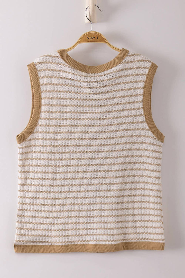 Navy &amp;amp; White Striped Knit Tank