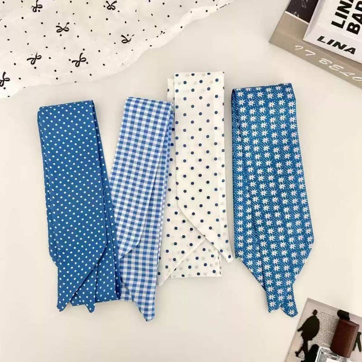 Vintage-Style Skinny Twilly Scarf-Polka Dot &amp; Gingham