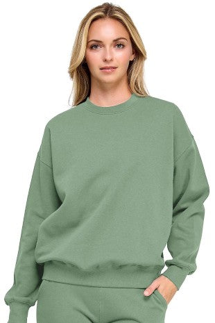 Fleece Basic Relaxed Fit Crew Neck in Deep Navy