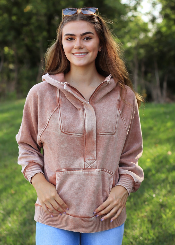 Autumn Rust Acid Wash Fleece Oversized