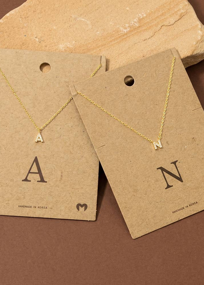 Mini Rhinestone Initial Necklace