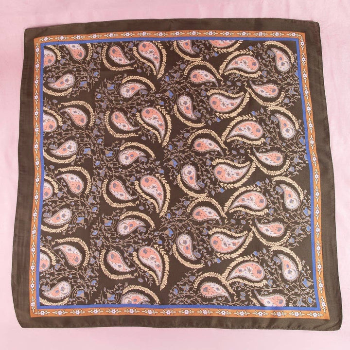 Paisley Floral Print Satin Square Scarf