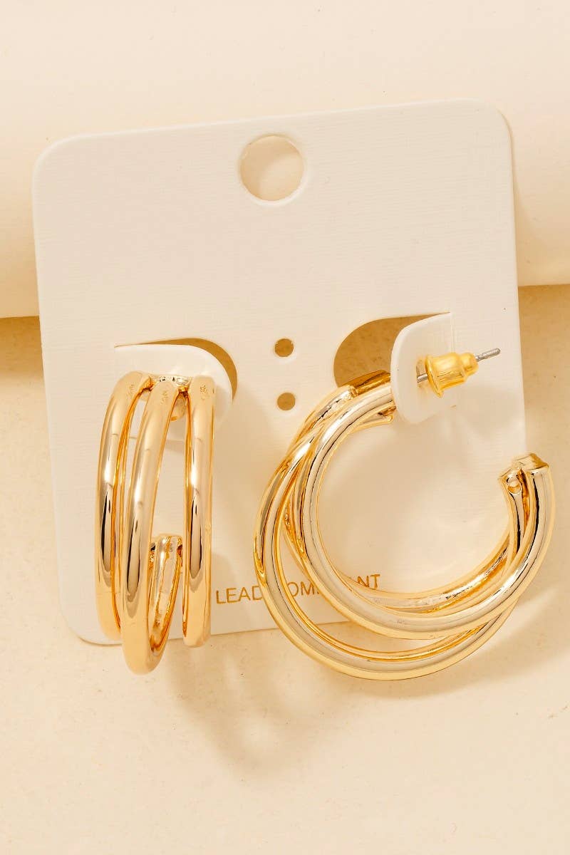 Mixed Layered Tube Hoop Earrings