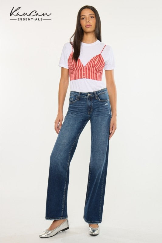 The Grindstone Mid Rise Wide Leg Jean
