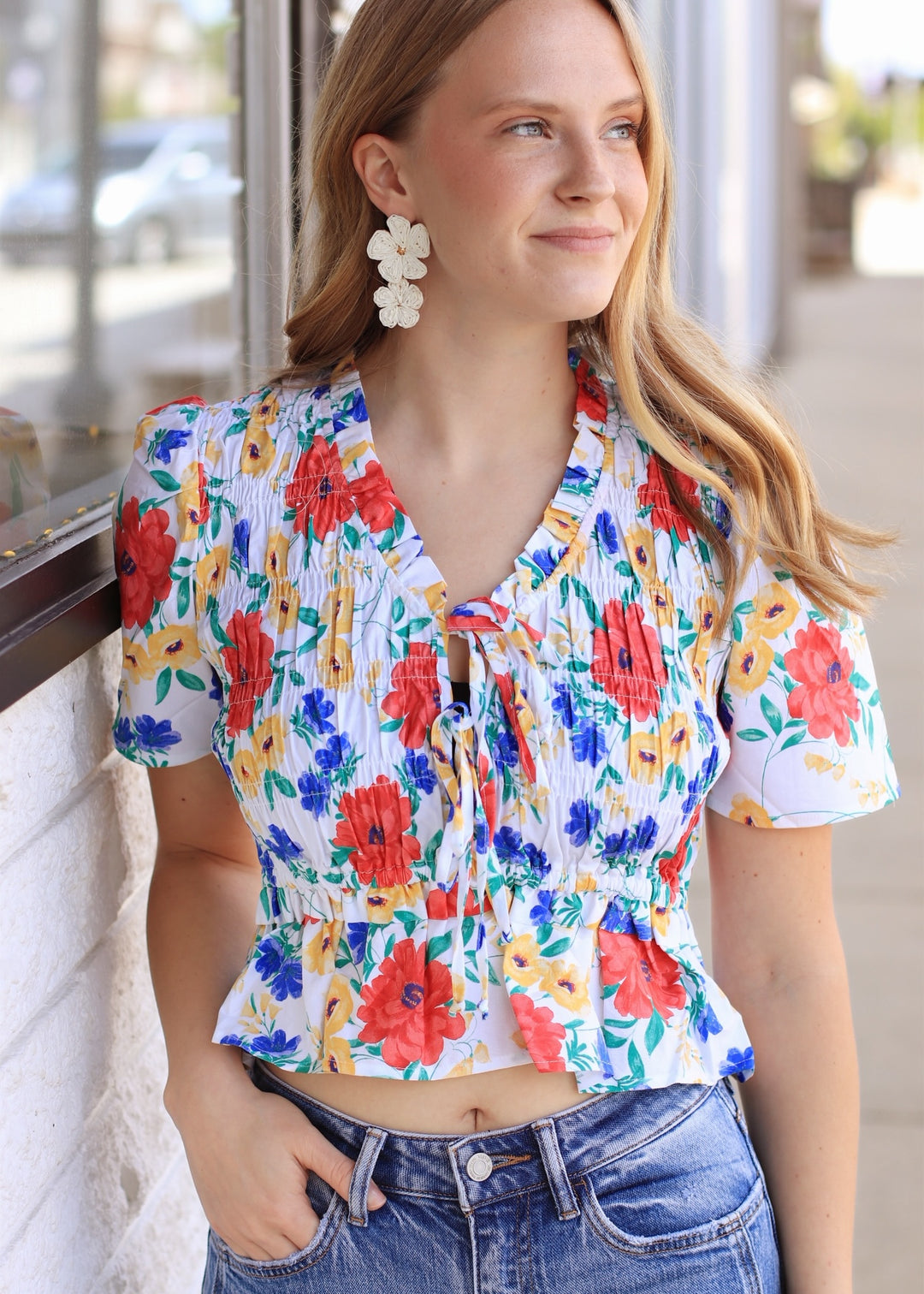 Elowyn Bloom Ruffle Tie Blouse