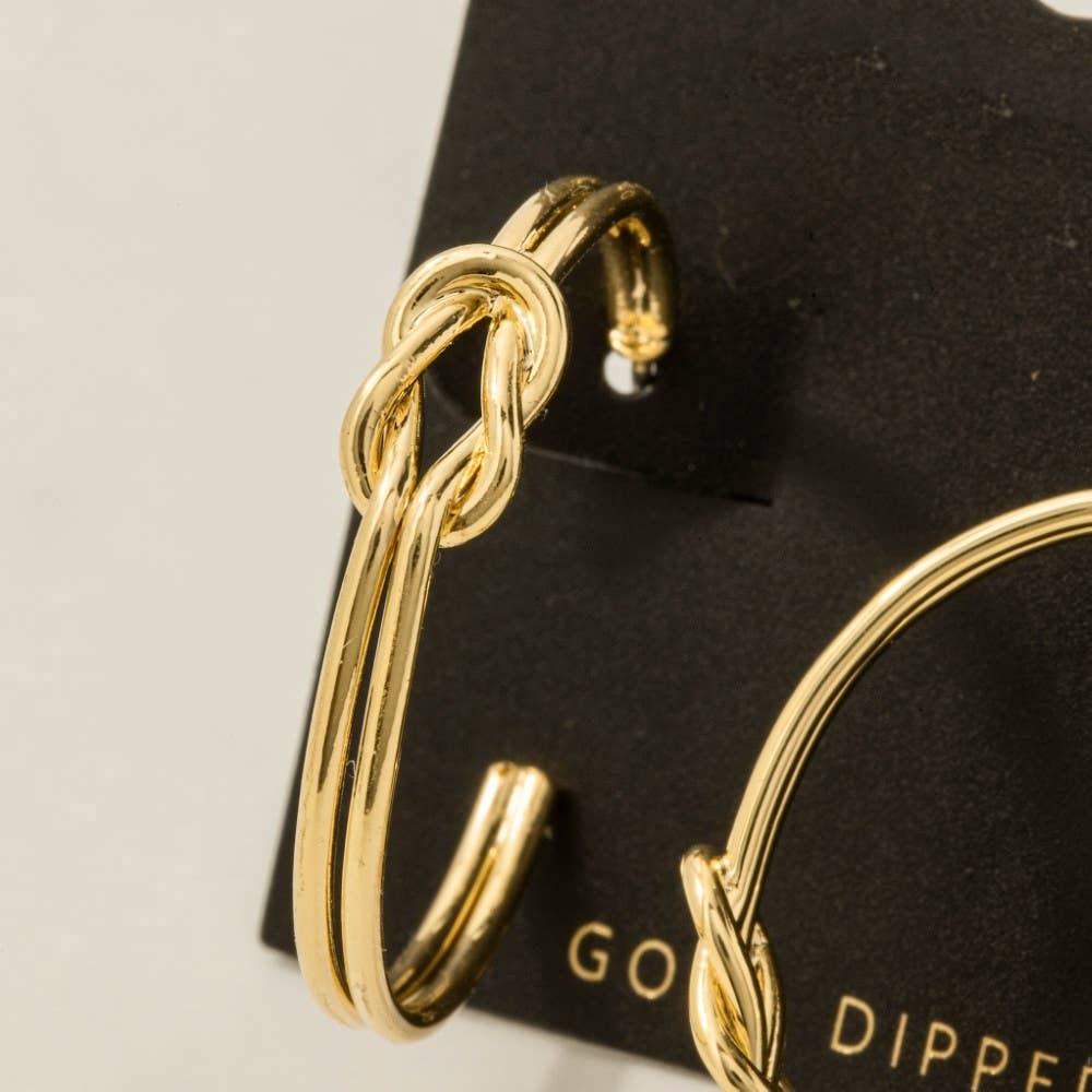 Gold Dipped Knotted Wire Hoop Earrings