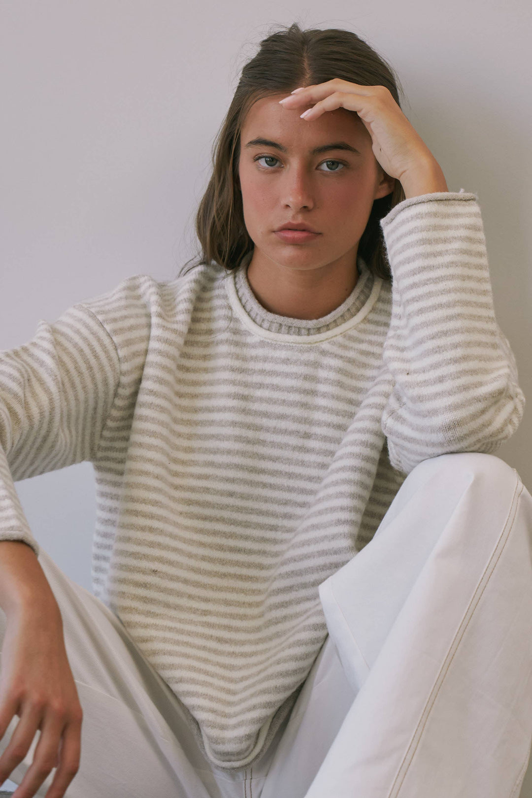 Trina Stripe Contrast Layered Roll Neck Sweater