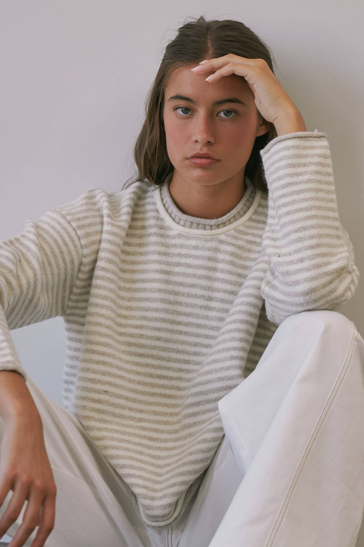 Trina Stripe Contrast Layered Roll Neck Sweater