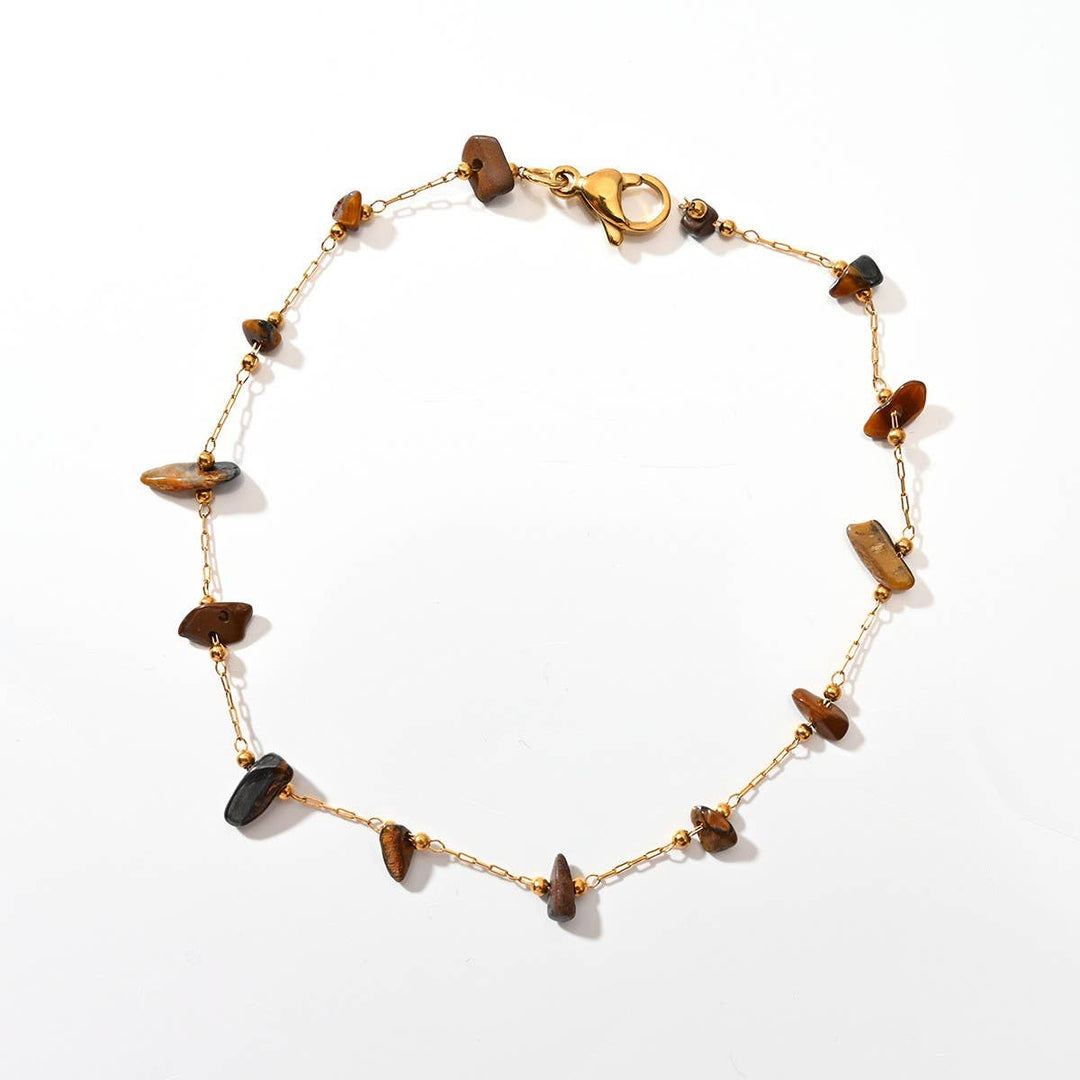 Stainless Steel Anklet with Colorful Stone Beads
