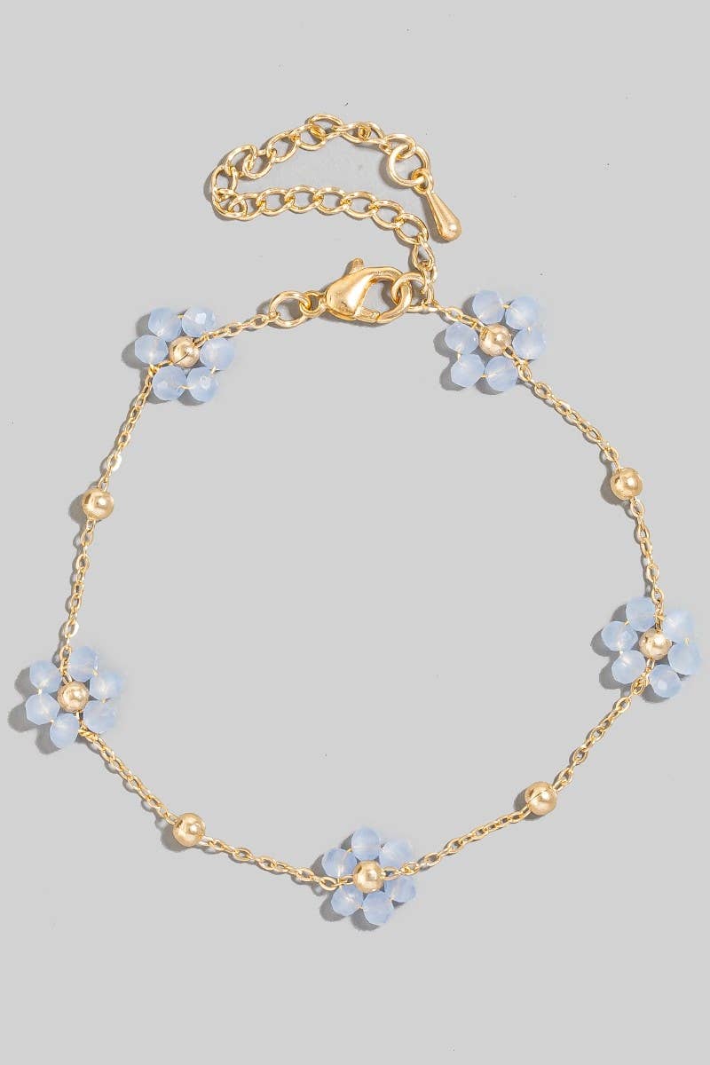 Mini Beaded Flowers Chain Bracelet