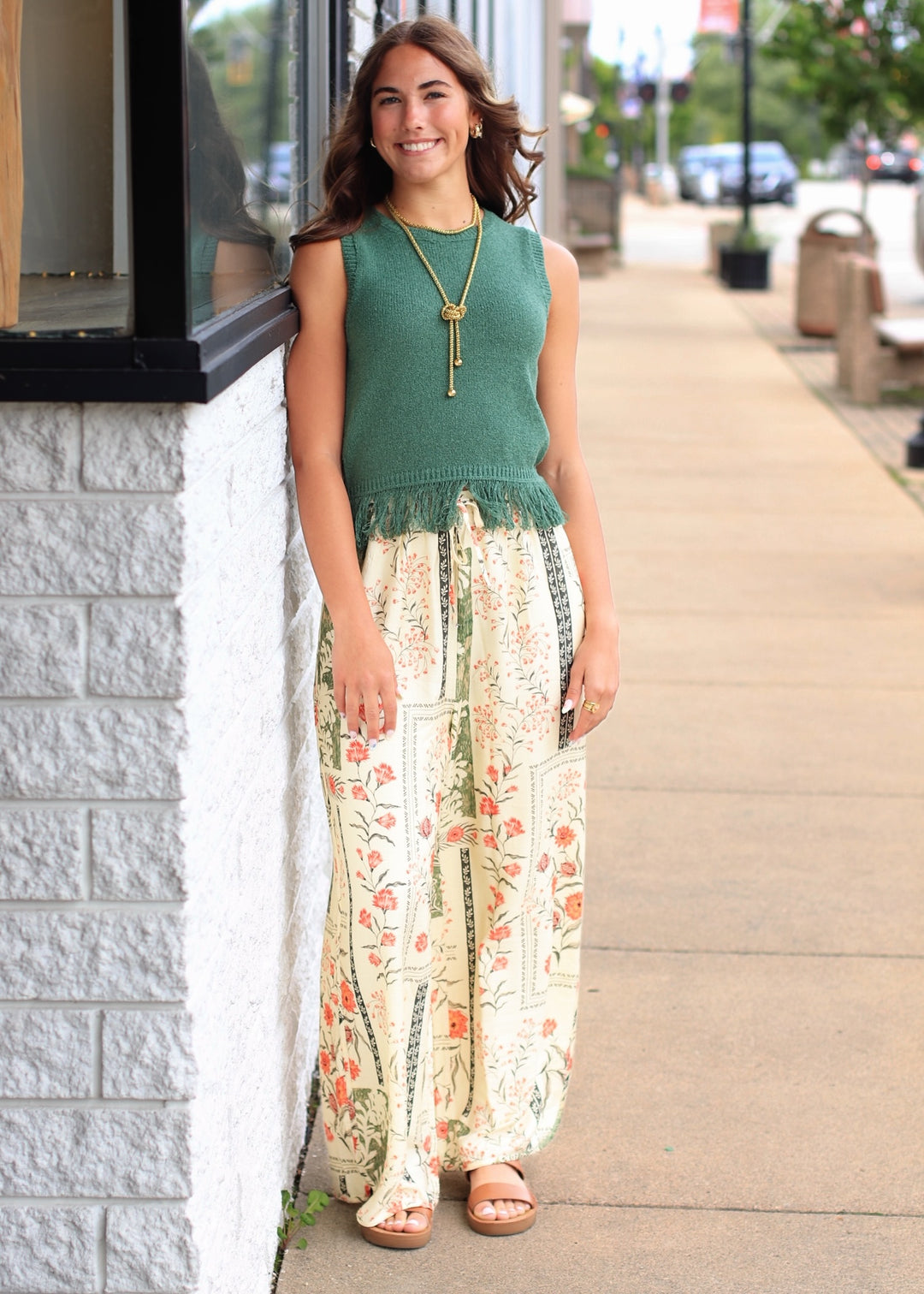 Fringe Hem Sleeveless Knit Top