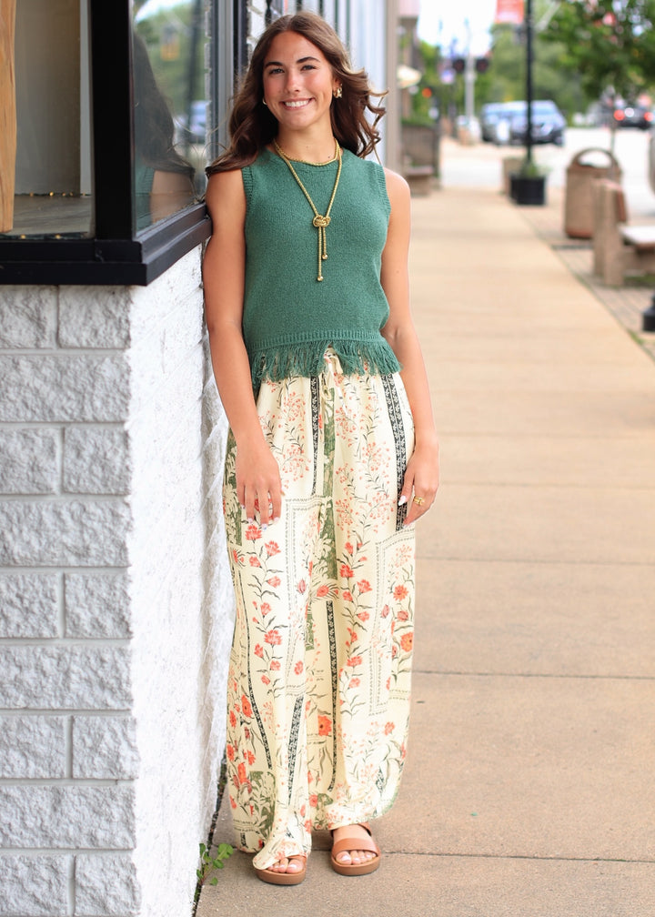 Fringe Hem Sleeveless Knit Top