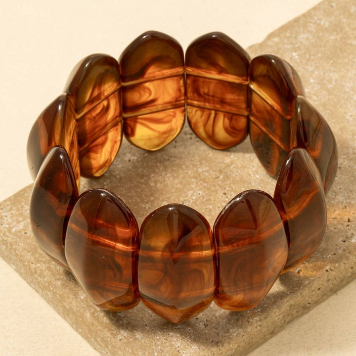 Large Oval Acetate Resin Elastic Bracelet