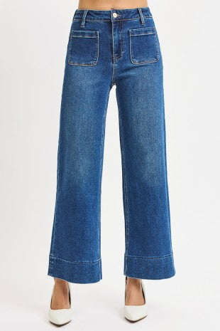 The Colette Crop High Rise Patch Pocket Crop Denim