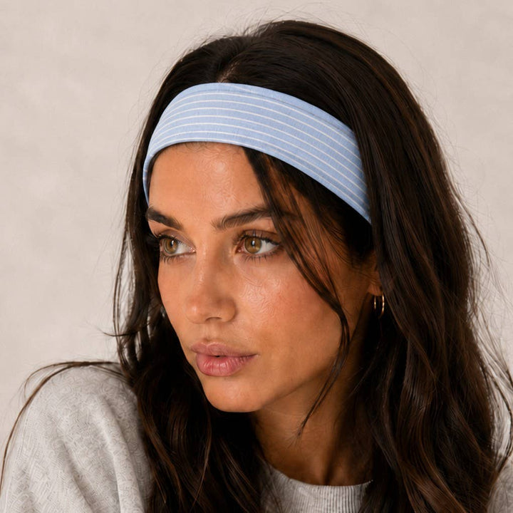 Blue Stripe &amp; Vintage Floral Printed Headband Set