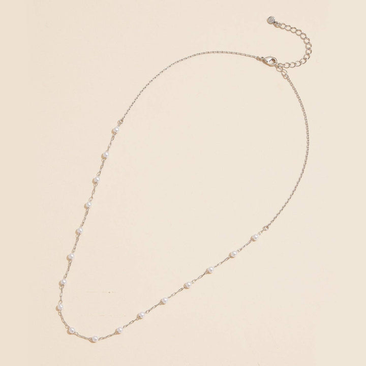 18K Gold Dipped Small Pearl Link Necklace | Timeless 2mm Pearl Link Necklace