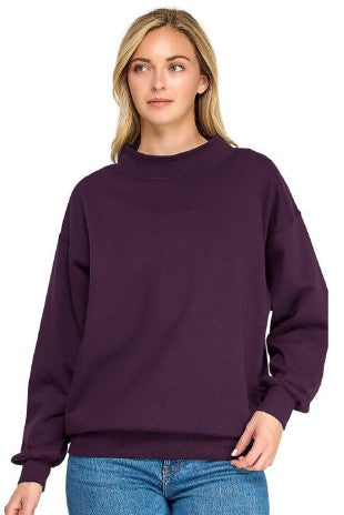 DOORBUSTER Mockneck in Eggplant