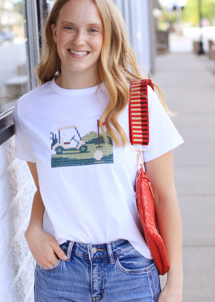 Golf Cart Embroidered Knit Tee