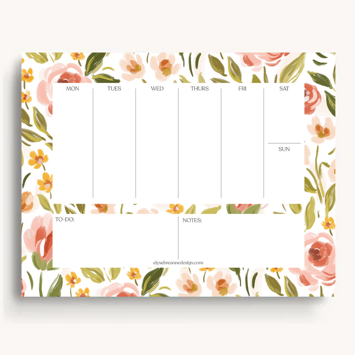Floral Weekly Planner Notepad