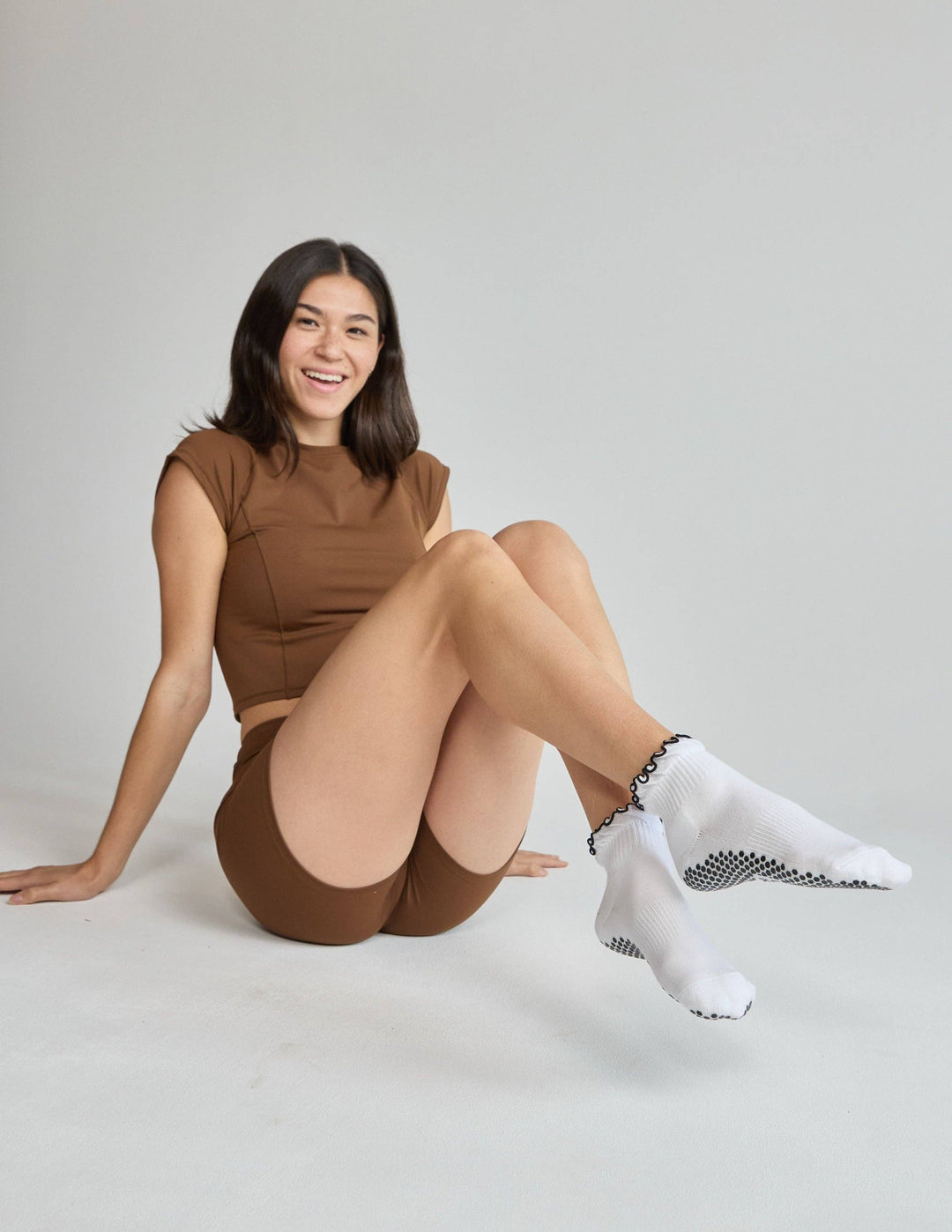 The Ruffle Grip Sock in White