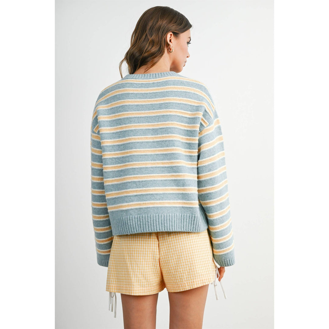 Ivory Multi Stripe Button-Up Cardigan