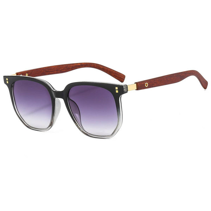 Wood Grain Square Sunglasses