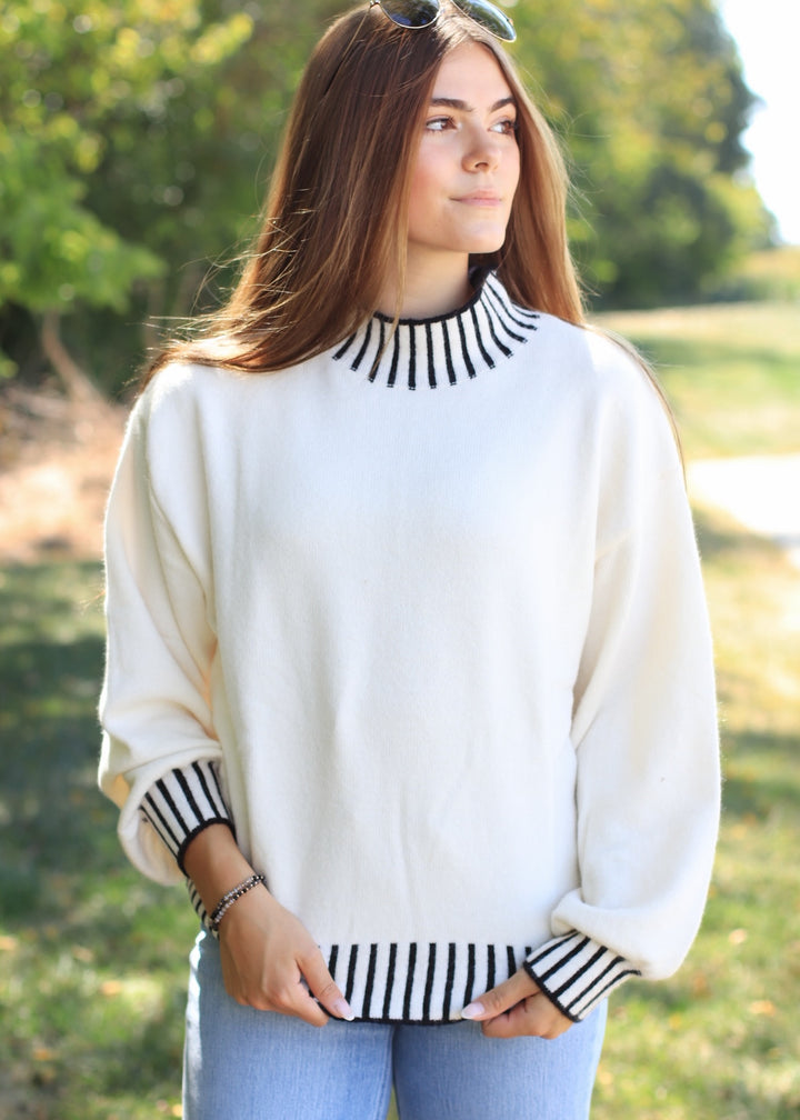 Frost & Ink Ribbed Trim Sweater