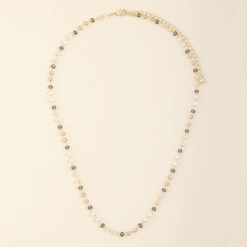 Dainty Faceted Bead Station Chain Necklace
