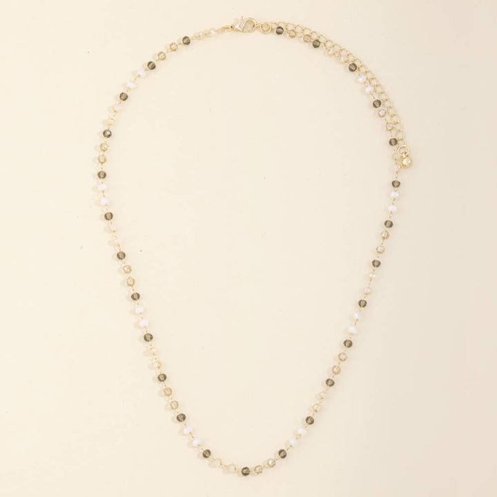 Dainty Faceted Bead Station Chain Necklace