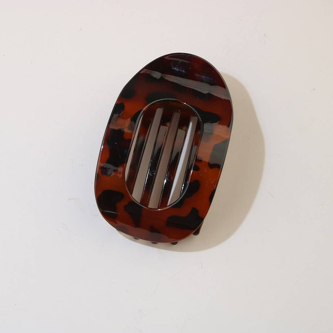 Oval Flat Hair Clip in Milky White