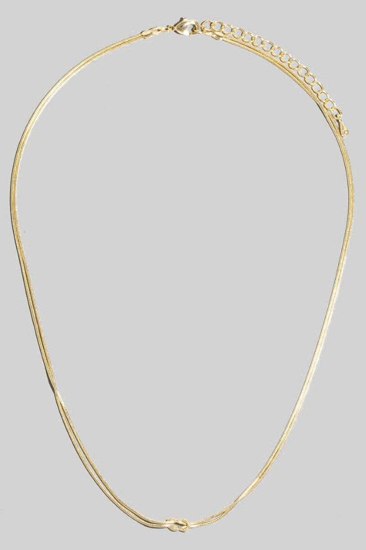 Dainty Metallic Knot Layered Chain Necklace