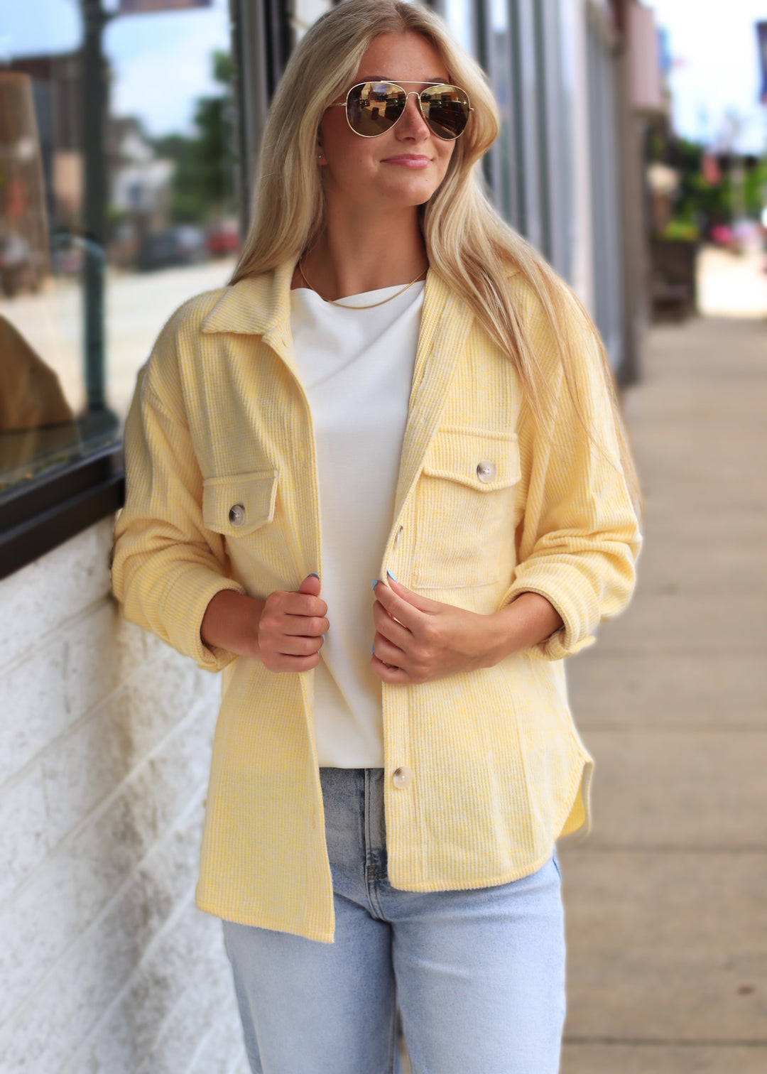 RESTOCK Fall Season Two Tone Shacket in Yellow