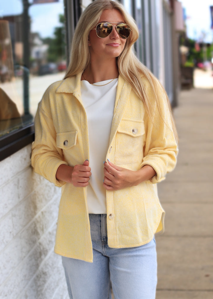 RESTOCK Fall Season Two Tone Shacket in Yellow