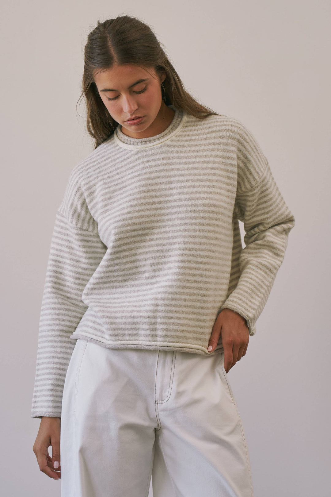 Trina Stripe Contrast Layered Roll Neck Sweater