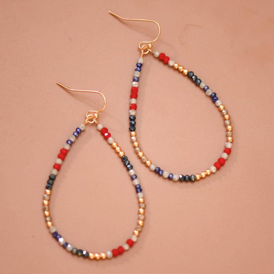 Patriotic Beaded Teardrop Earrings